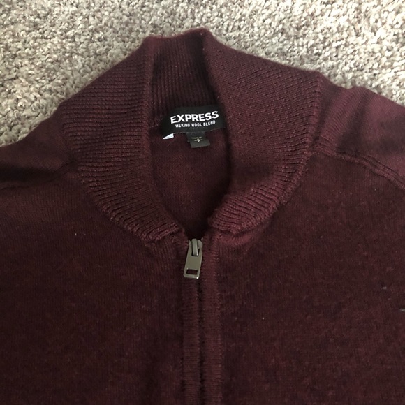 Express Burgundy Quarter Zip Sweatshirt - Picture 2 of 3